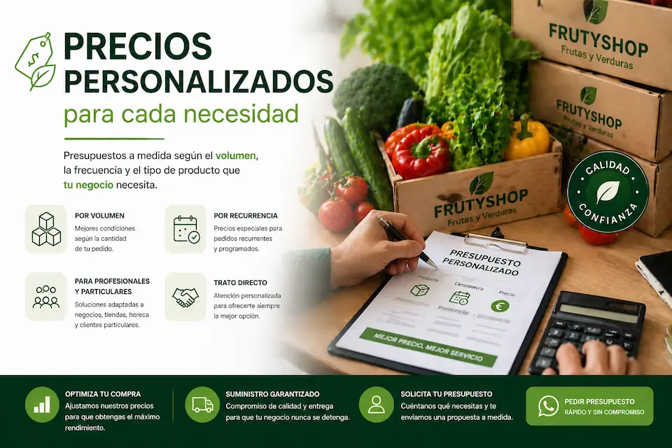 Precios personalizados de fruta y verdura por volumen y recurrencia de pedido