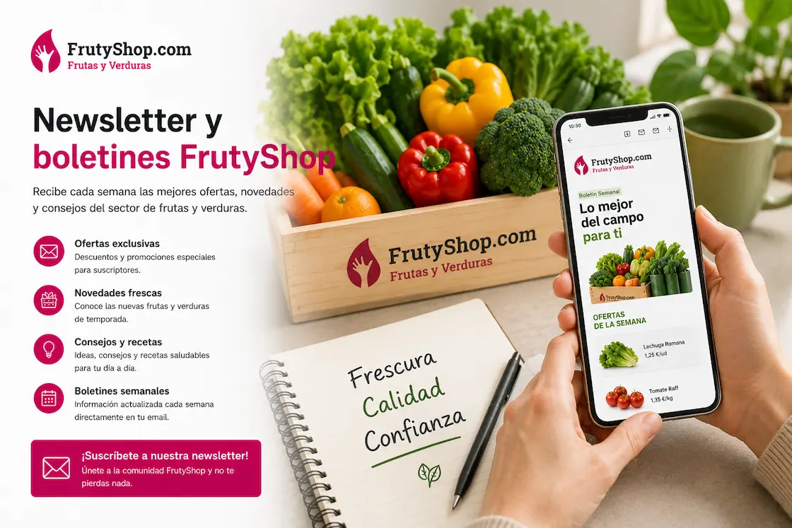 Newsletter-boletines de frutas y verduras. novedades, oferta y oportunidades